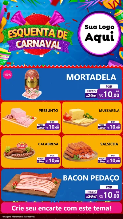 Modelo de TV para TV Vertical com o tema Esquenta de Carnaval para Frios e Laticínios
