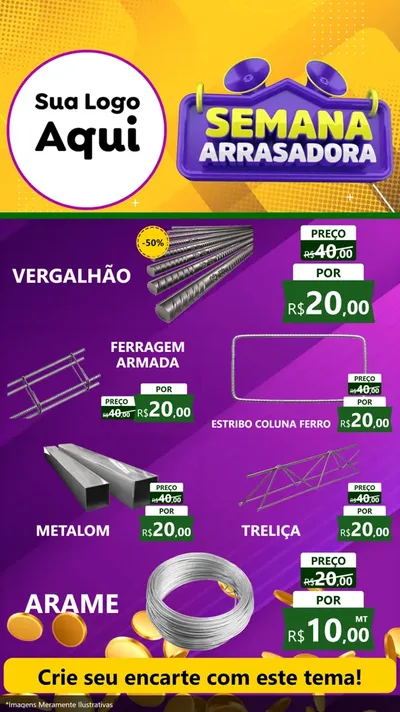Modelo de TV para TV Vertical com o tema Semana Arrasadora para Ferragens