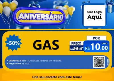 Modelo de Cartaz para Cartaz A4 Horizontal com o tema Aniversário para Água e gás