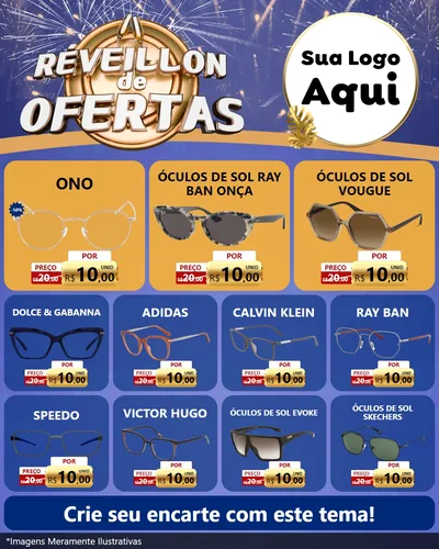 Modelo de Rede Social para Feed Instagram com o tema Réveillon de Ofertas para Óticas