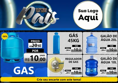 Modelo de Encarte para Encarte A4 Horizontal com o tema Sorteio Dia Dos Pais para Água e gás