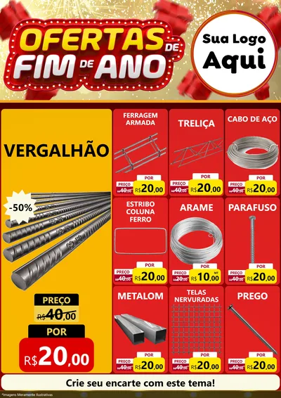 Modelo de Encarte para Encarte A4 Vertical com o tema Ofertas de Fim de Ano para Ferragens