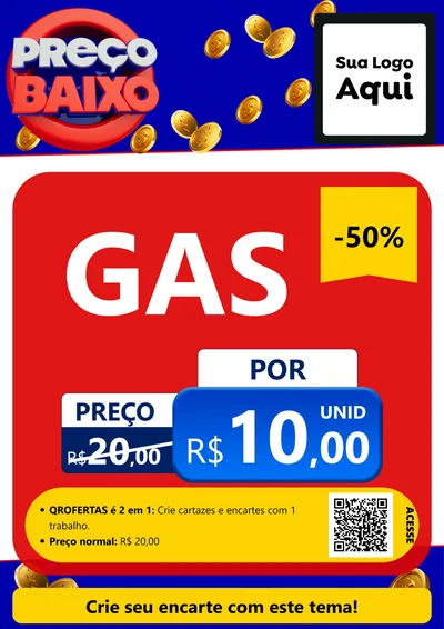 Modelo de Cartaz para Cartaz A4 Vertical com o tema Preço Baixo para Água e gás