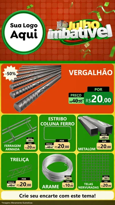 Modelo de Rede Social para Stories com o tema Julho Imbatível para Ferragens