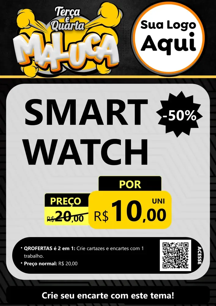 Modelo de Cartaz para Cartaz A4 Vertical com o tema Terça e Quarta Maluca para Informática