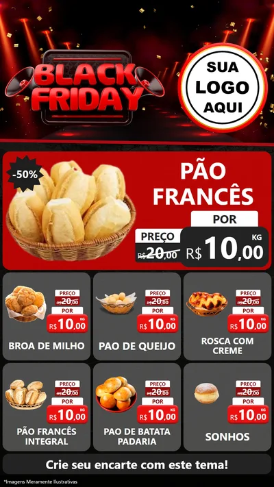 Modelo de Rede Social para Stories com o tema Black Friday para Padaria