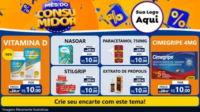 Modelo de TV para TV Horizontal com o tema Mês do Consumidor para Farmácia