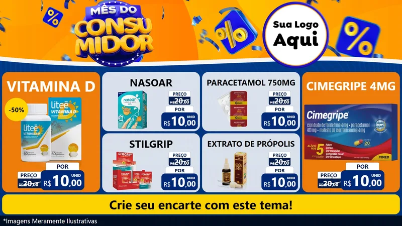 Modelo de TV para TV Horizontal com o tema Mês do Consumidor para Farmácia