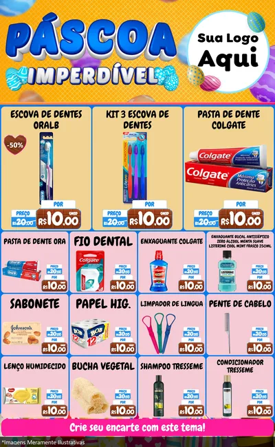 Modelo de Encarte para Encarte Grande com o tema Páscoa Imperdível para Higiene Pessoal