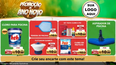 Modelo de TV para TV Horizontal com o tema Promoção de Ano Novo para Produtos para Piscina