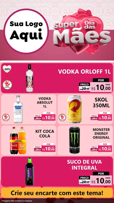 Modelo de TV para TV Vertical com o tema Super Dia Das Mães para Distribuidora de bebidas