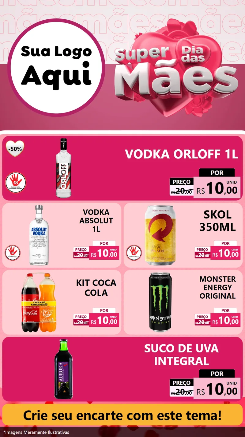 Modelo de TV para TV Vertical com o tema Super Dia Das Mães para Distribuidora de bebidas