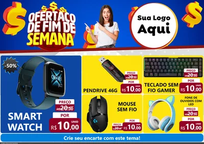 Modelo de Encarte para Encarte A4 Horizontal com o tema Ofertaço de Fim de Semana para Informática
