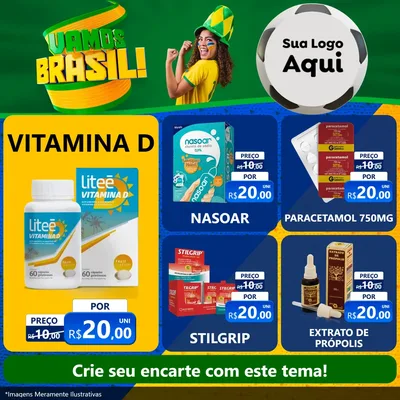 Modelo de Rede Social para Feed Facebook com o tema Vamos Brasil - Copa para Farmácia