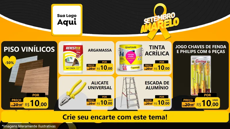 Modelo de TV para TV Horizontal com o tema Setembro Amarelo para Material para Construção