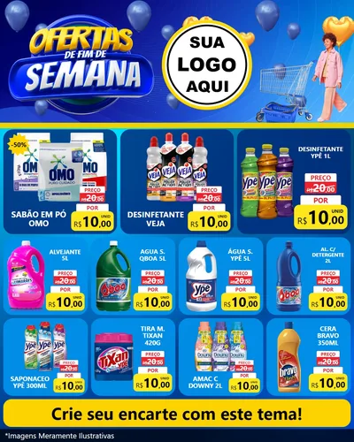 Modelo de Rede Social para Feed Instagram com o tema Ofertas de Fim de Semana para Produtos de Limpeza