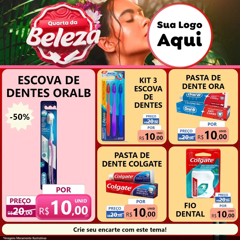 Modelo de Rede Social para Feed Facebook com o tema Quarta da Beleza para Higiene Pessoal