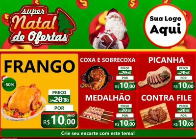 Modelo de Encarte para Encarte A4 Horizontal com o tema Super Natal de Ofertas para Assados