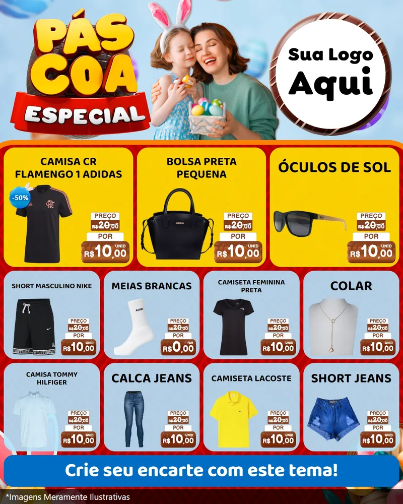Modelo de Rede Social para Feed Instagram com o tema Páscoa Especial para Roupas e acessórios