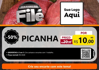 Modelo de Cartaz para Cartaz A4 Horizontal com o tema Festival do Filé para Açougue