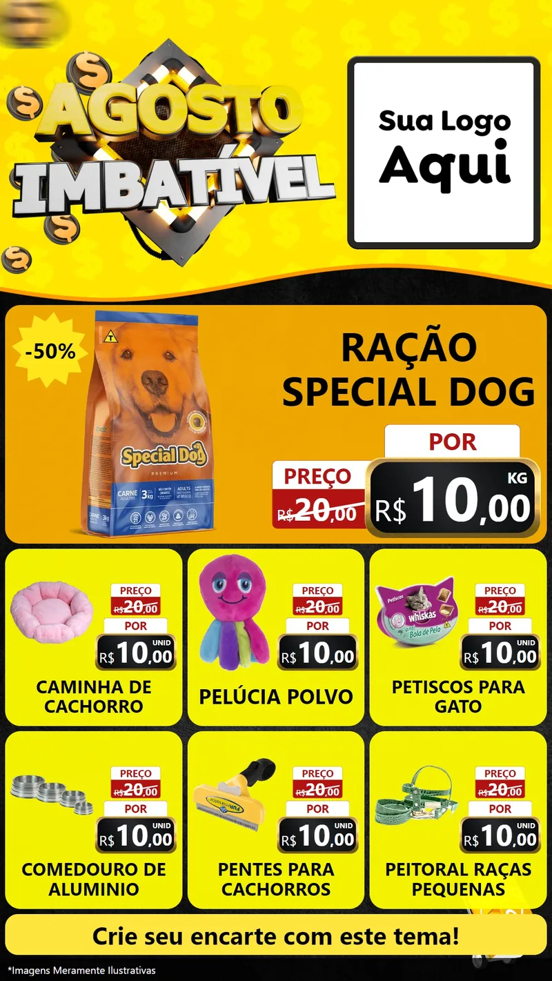 Modelo de Rede Social para Stories com o tema Agosto Imbatível para Pet Shop