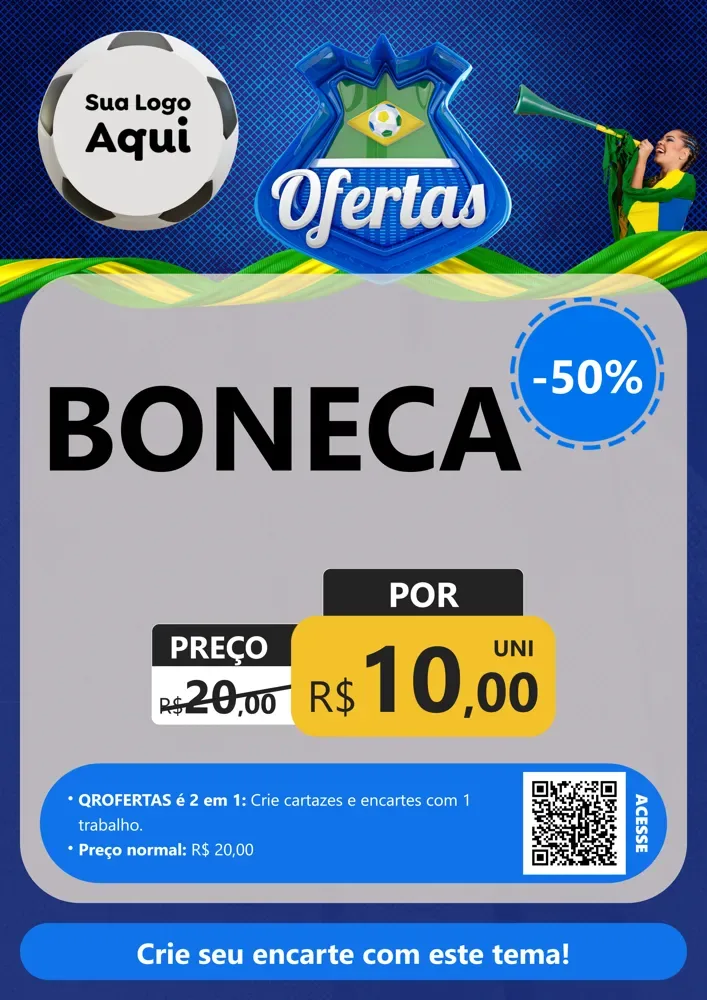 Modelo de Cartaz para Cartaz A4 Vertical com o tema Ofertas (Futebol) para Brinquedos