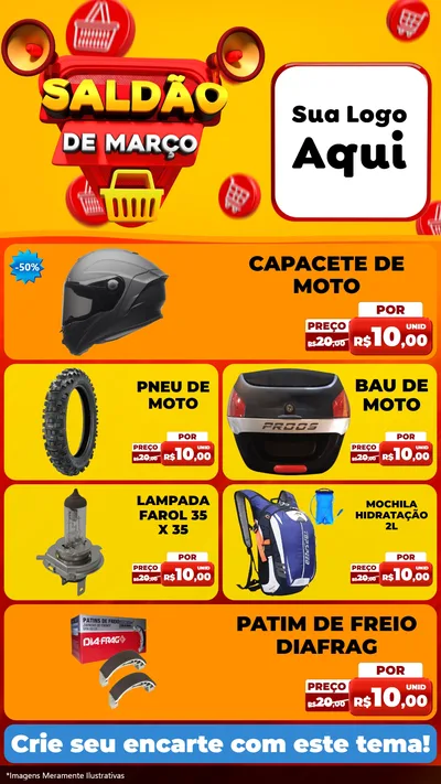 Modelo de TV para TV Vertical com o tema Saldão de Março para Moto peças