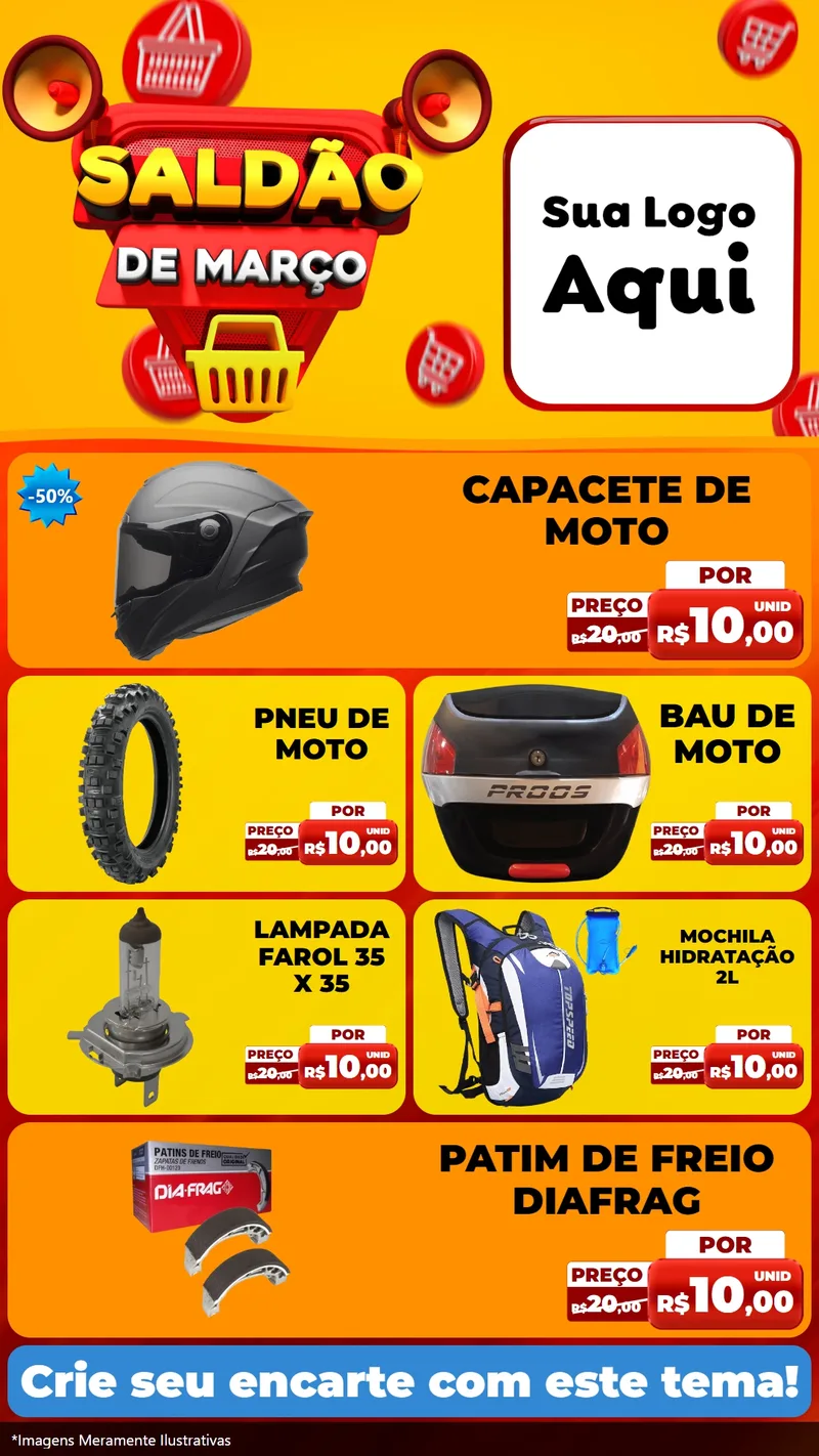 Modelo de TV para TV Vertical com o tema Saldão de Março para Moto peças