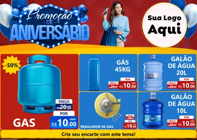 Modelo de Encarte para Encarte A4 Horizontal com o tema Promoção de Aniversário para Água e gás