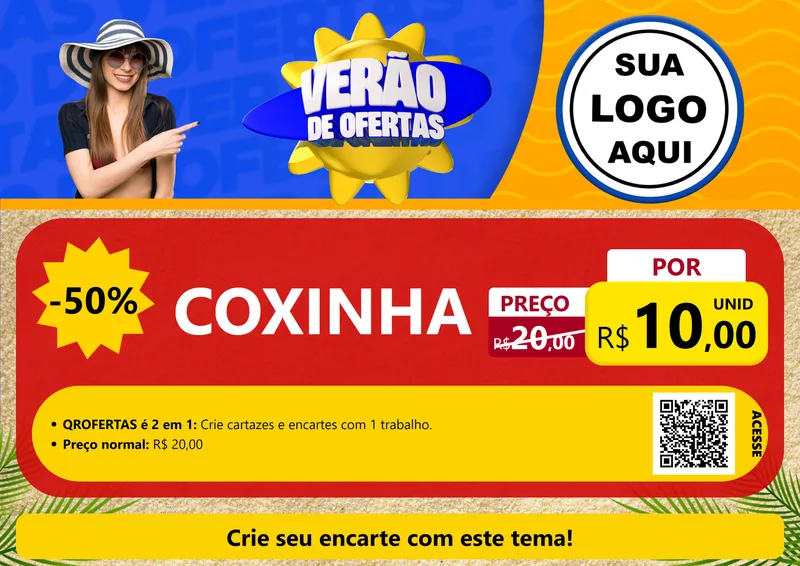 Modelo de Cartaz para Cartaz A4 Horizontal com o tema Verão de Ofertas para Salgadaria