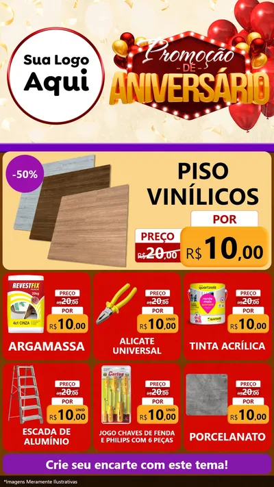 Modelo de Rede Social para Stories com o tema Promoção de Aniversário para Material para Construção