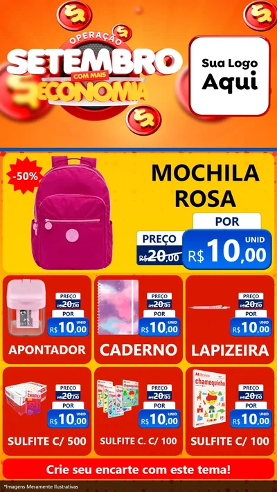 Modelo de Rede Social para Stories com o tema Operação Setembro Com Muita Economia para Papelaria