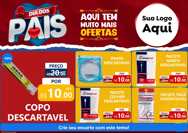 Modelo de Encarte para Encarte A4 Horizontal com o tema Dia dos Pais para Embalagens