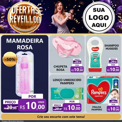 Modelo de Rede Social para Feed Facebook com o tema Ofertas de Réveillon para Bebês
