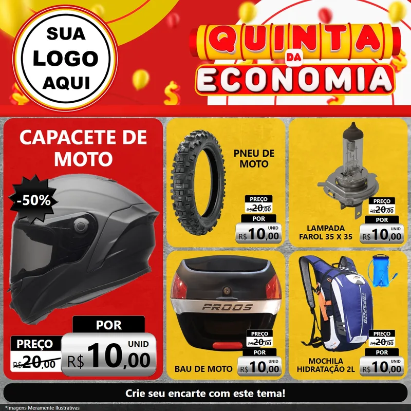 Modelo de Rede Social para Feed Facebook com o tema Quinta da Economia para Moto peças