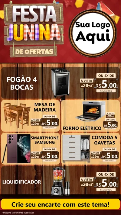 Modelo de TV para TV Vertical com o tema Festa Junina de Ofertas para Móveis e Eletro