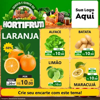 Modelo de Rede Social para Feed Facebook com o tema Quarta e Quinta do Hortifruti para Hortifrúti