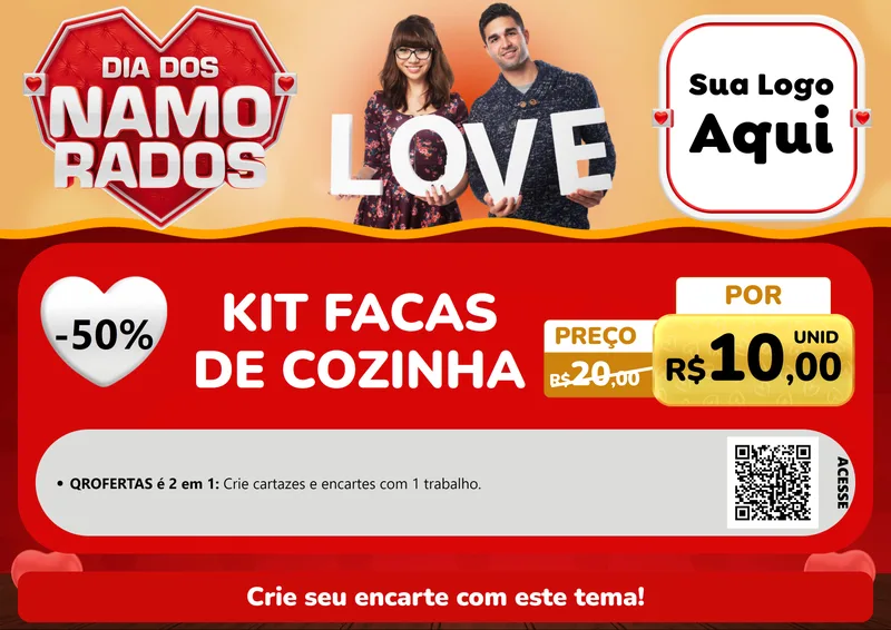Modelo de Cartaz para Cartaz A4 Horizontal com o tema Dia dos Namorados para Utilidades Domésticas