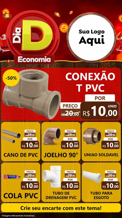Modelo de Rede Social para Stories com o tema Dia D Economia para Tubos e conexões