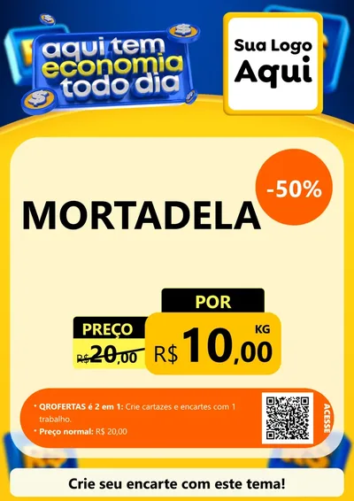 Modelo de Cartaz para Cartaz A4 Vertical com o tema Aqui Tem Economia Todo Dia para Frios e Laticínios