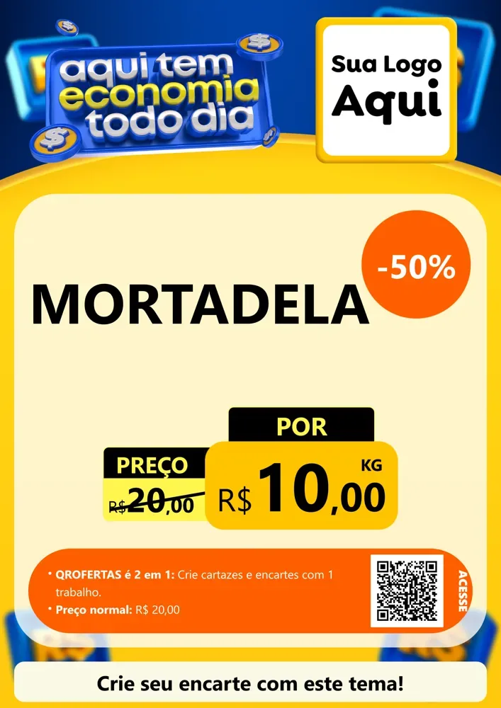Modelo de Cartaz para Cartaz A4 Vertical com o tema Aqui Tem Economia Todo Dia para Frios e Laticínios
