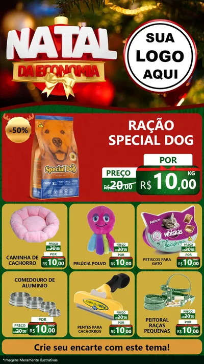 Modelo de Rede Social para Stories com o tema Natal da Economia para Pet Shop
