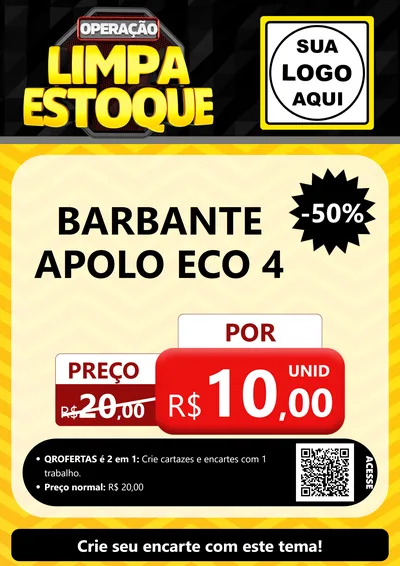 Modelo de Cartaz para Cartaz A4 Vertical com o tema Operação Limpa Estoque para Armarinho e Aviamentos