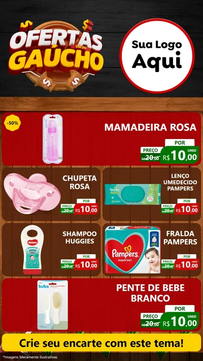 Modelo de TV para TV Vertical com o tema Ofertas Dia do Gaúcho para Bebês