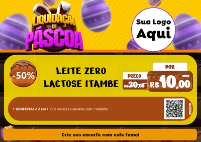 Modelo de Cartaz para Cartaz A4 Horizontal com o tema Liquidação de Páscoa para Frios e Laticínios