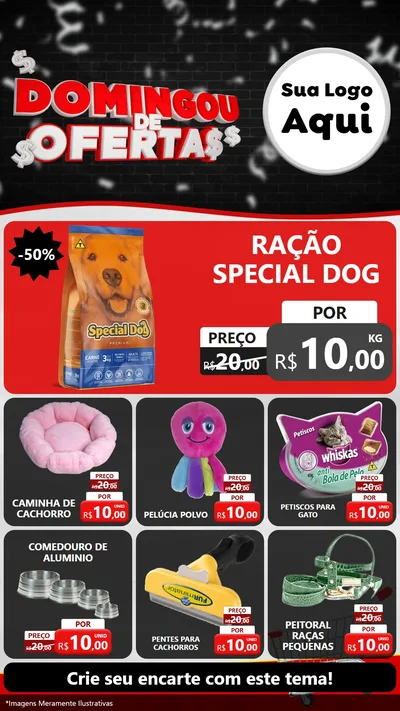 Modelo de Rede Social para Stories com o tema Domingou de Ofertas para Pet Shop