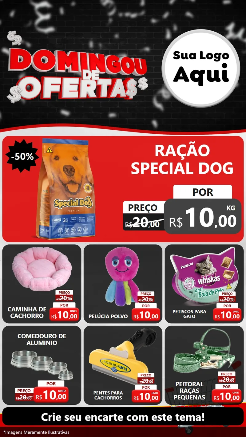 Modelo de Rede Social para Stories com o tema Domingou de Ofertas para Pet Shop