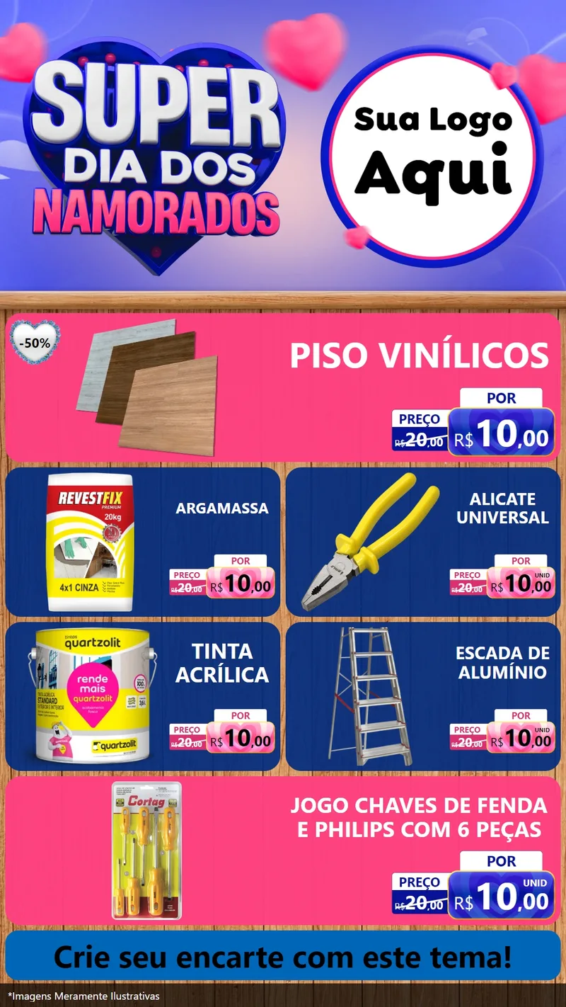 Modelo de TV para TV Vertical com o tema Super Dia dos Namorados para Material para Construção