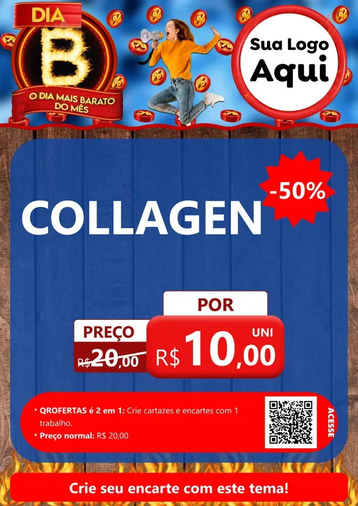 Modelo de Cartaz para Cartaz A4 Vertical com o tema Dia B - O Dia Mais Barato Do Mês para Suplementos alimentares