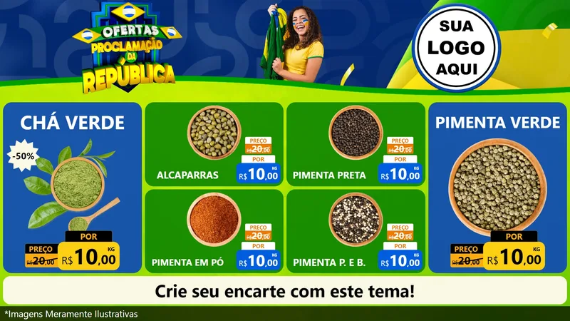 Modelo de TV para TV Horizontal com o tema Ofertas Proclamação da República para Produtos Naturais